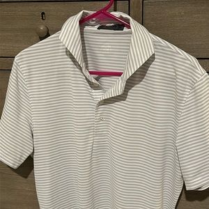 Medium G/Fore white and grey striped polo